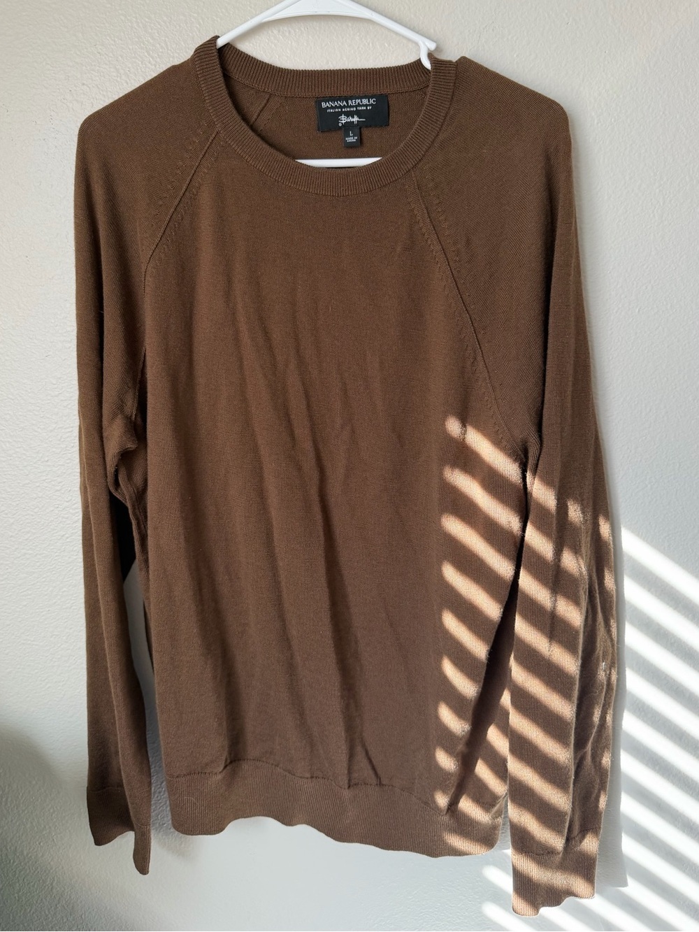 Banana Republic Barrufa merino wool Brown Crewneck Sweater Large - Picture 3 of 6